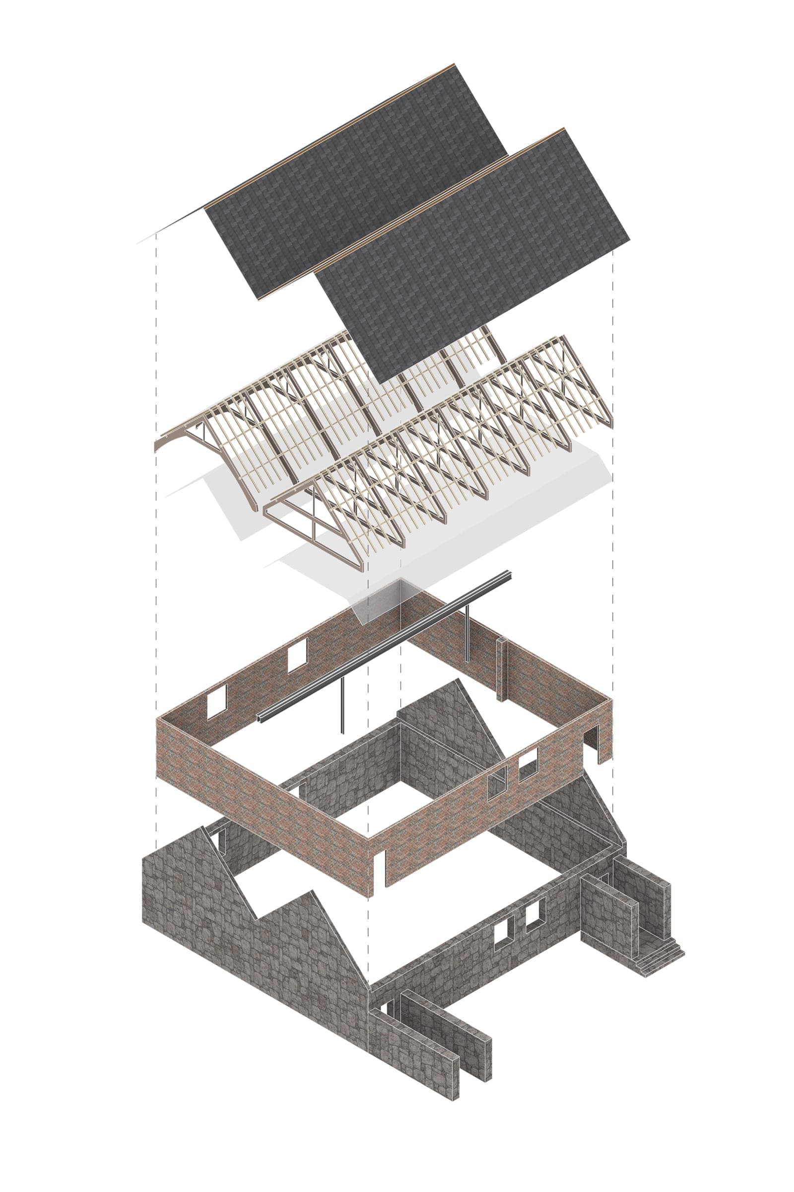 Designed for Deconstruction — exploded axonometric