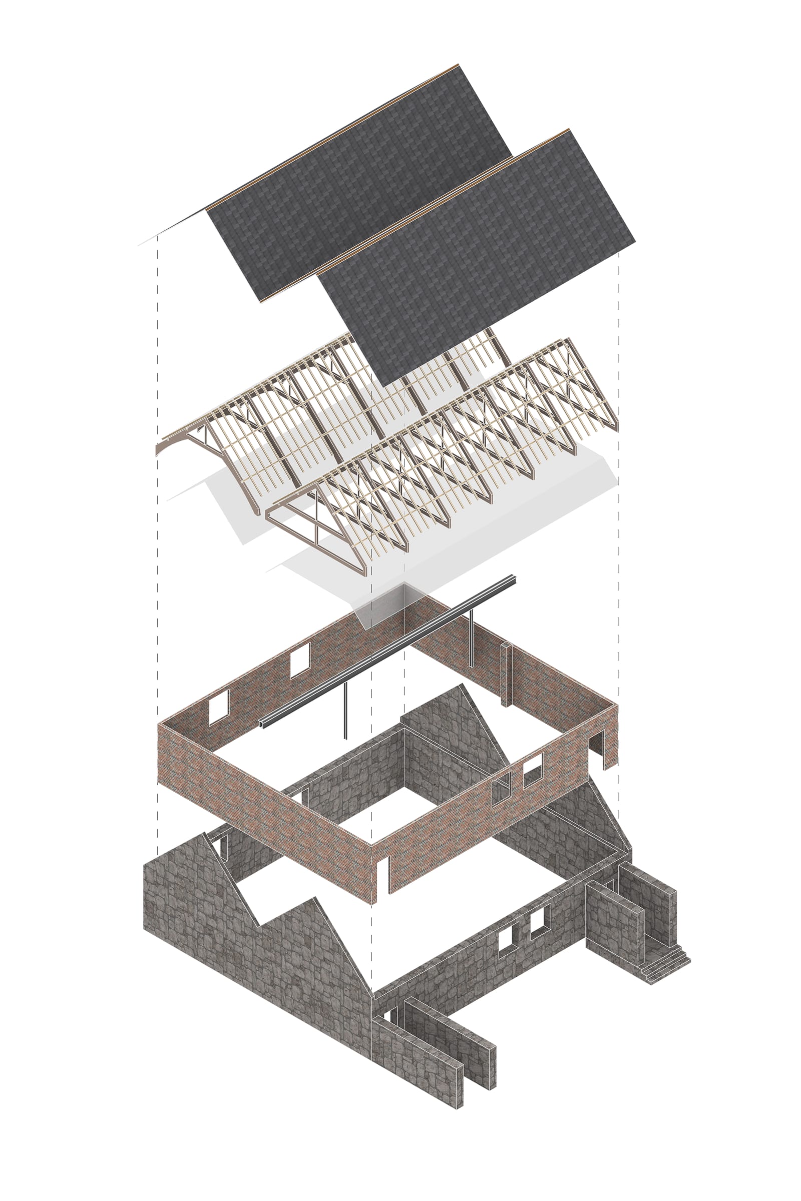 Designed for Deconstruction — exploded axonometric
