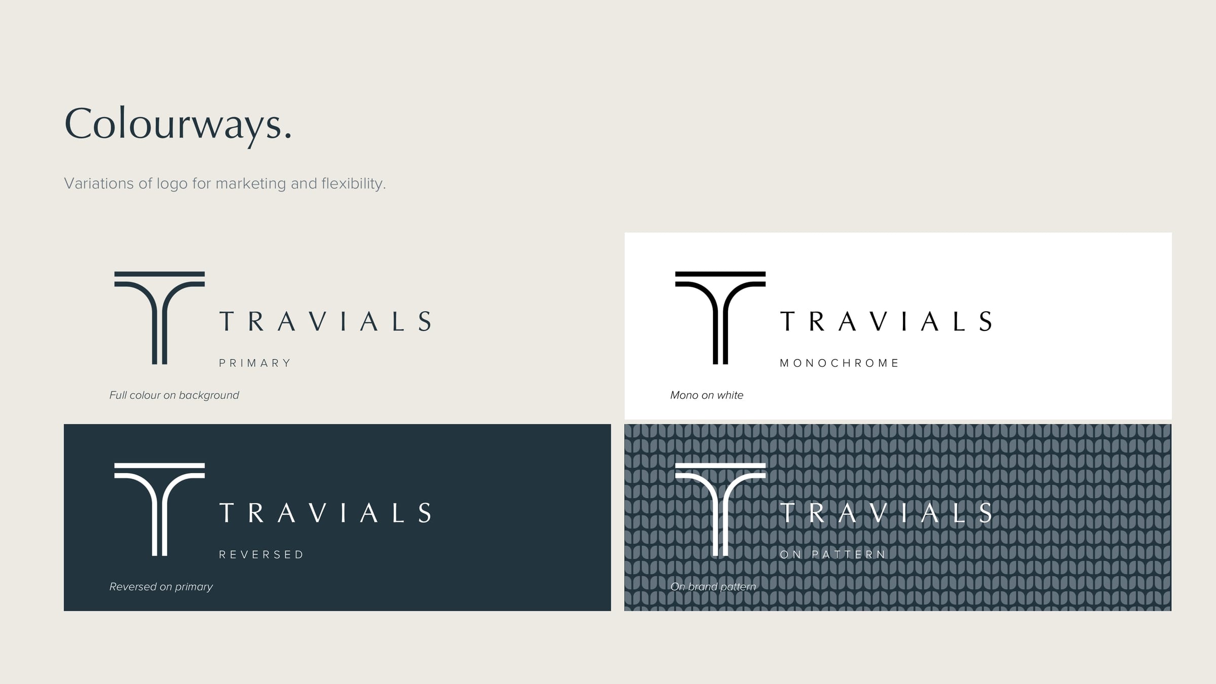 Travials — logo colourways