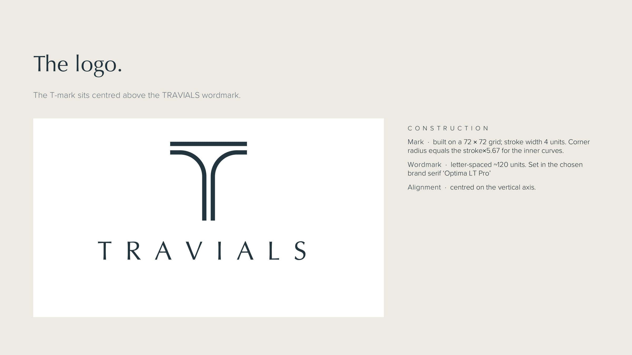 Travials — T-mark and wordmark construction
